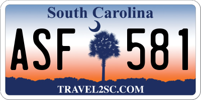 SC license plate ASF581