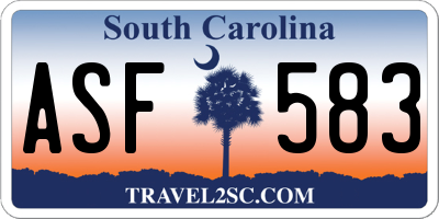 SC license plate ASF583