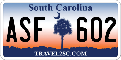 SC license plate ASF602