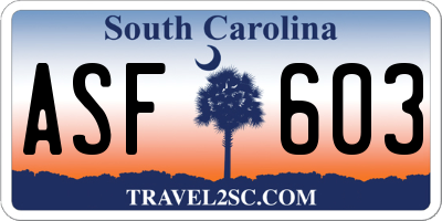 SC license plate ASF603