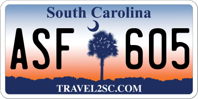 SC license plate ASF605