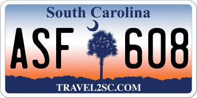 SC license plate ASF608