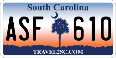 SC license plate ASF610