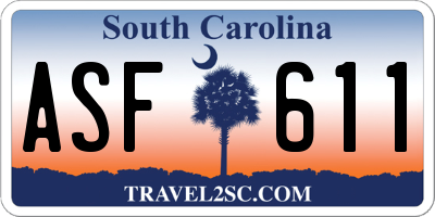 SC license plate ASF611