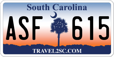 SC license plate ASF615