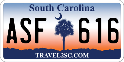 SC license plate ASF616