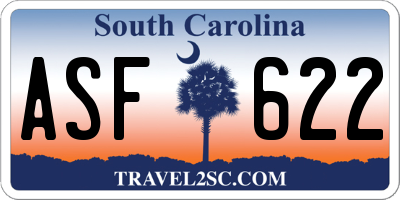 SC license plate ASF622