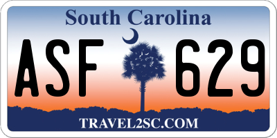 SC license plate ASF629