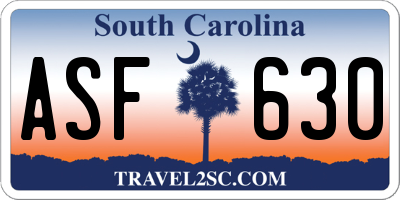SC license plate ASF630