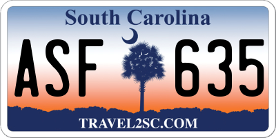 SC license plate ASF635