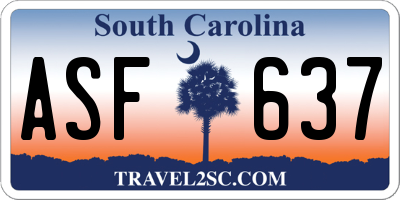 SC license plate ASF637