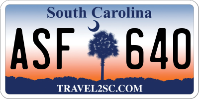 SC license plate ASF640