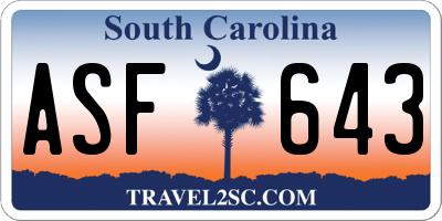 SC license plate ASF643