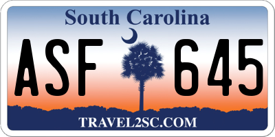 SC license plate ASF645