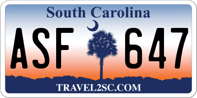 SC license plate ASF647