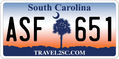 SC license plate ASF651