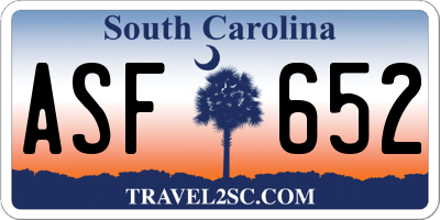 SC license plate ASF652
