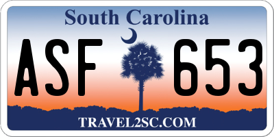 SC license plate ASF653
