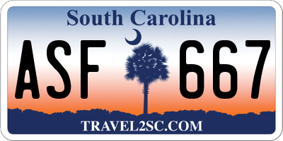 SC license plate ASF667