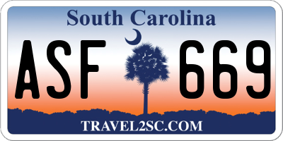 SC license plate ASF669