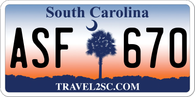 SC license plate ASF670