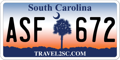 SC license plate ASF672