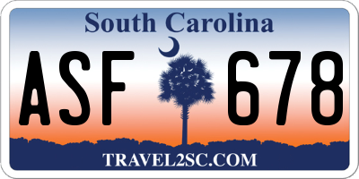 SC license plate ASF678
