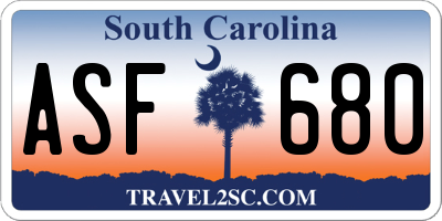 SC license plate ASF680