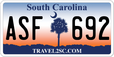 SC license plate ASF692