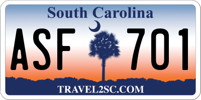 SC license plate ASF701