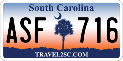 SC license plate ASF716