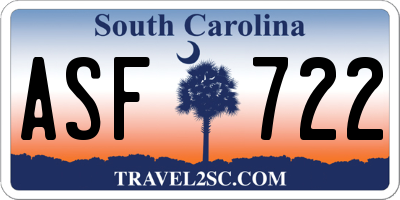 SC license plate ASF722