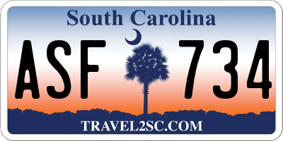 SC license plate ASF734
