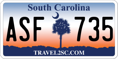 SC license plate ASF735
