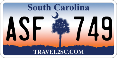 SC license plate ASF749