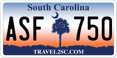 SC license plate ASF750