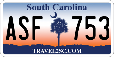 SC license plate ASF753