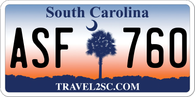 SC license plate ASF760