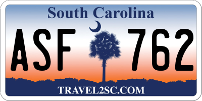 SC license plate ASF762
