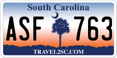 SC license plate ASF763