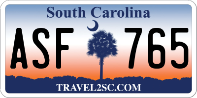 SC license plate ASF765