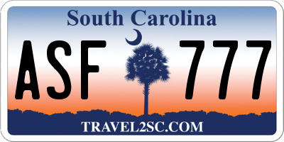 SC license plate ASF777
