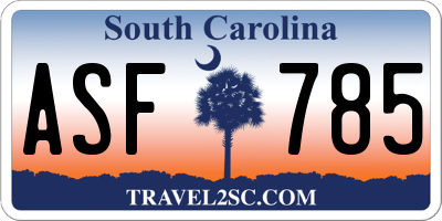 SC license plate ASF785