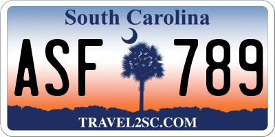 SC license plate ASF789