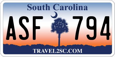SC license plate ASF794