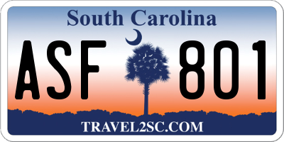 SC license plate ASF801