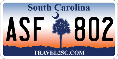 SC license plate ASF802