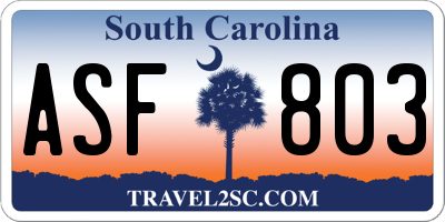 SC license plate ASF803