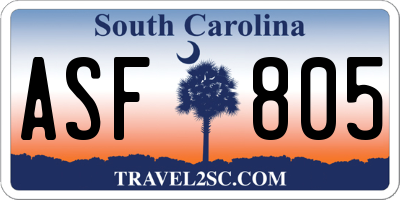 SC license plate ASF805