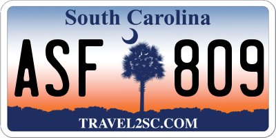 SC license plate ASF809
